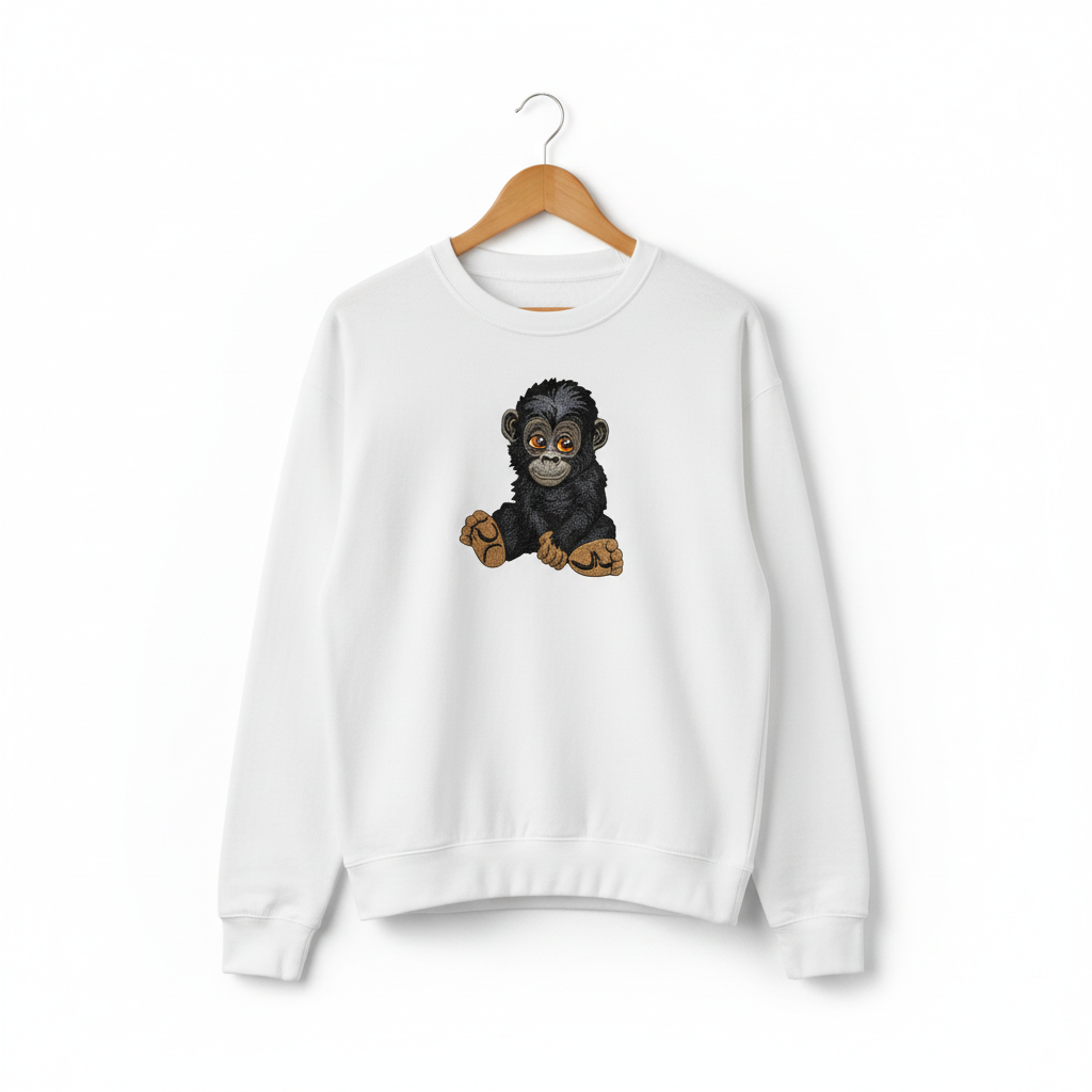 Baby Gorilla Machine Embroidered Sweatshirt – Hand Finished in Dubai | EmbroMania