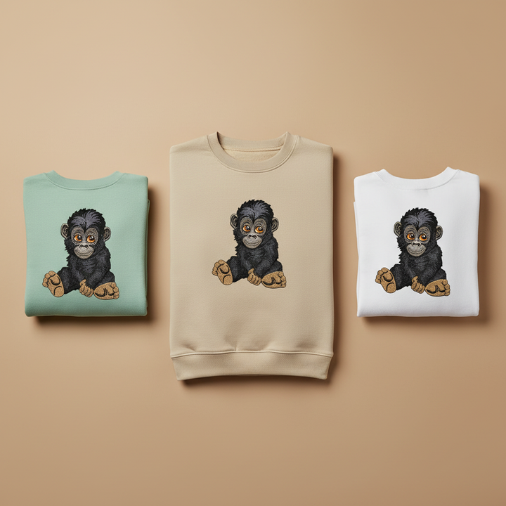 Baby Gorilla Machine Embroidered Sweatshirt – Hand Finished in Dubai | EmbroMania