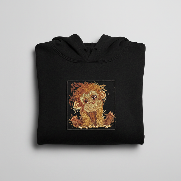 Cute Orangutan Machine Embroidered Hoodie – Hand Finished in Dubai | EmbroMania