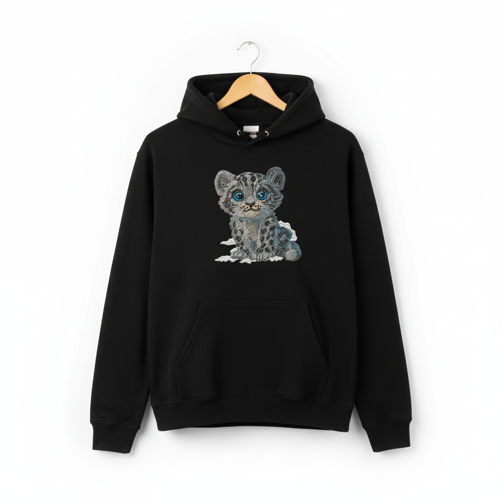 Baby Snow Leopard — Embroidered Hoodie