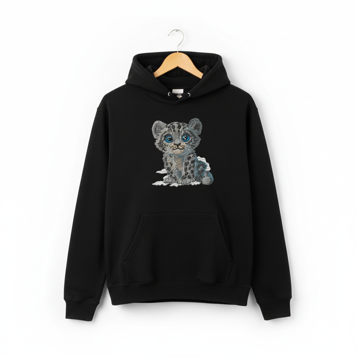 Baby Snow Leopard — Embroidered Hoodie