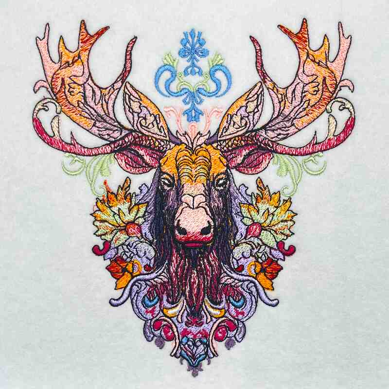 Radiant Tribal Moose Machine Embroidered Sweatshirt – Hand Finished in Dubai | EmbroMania