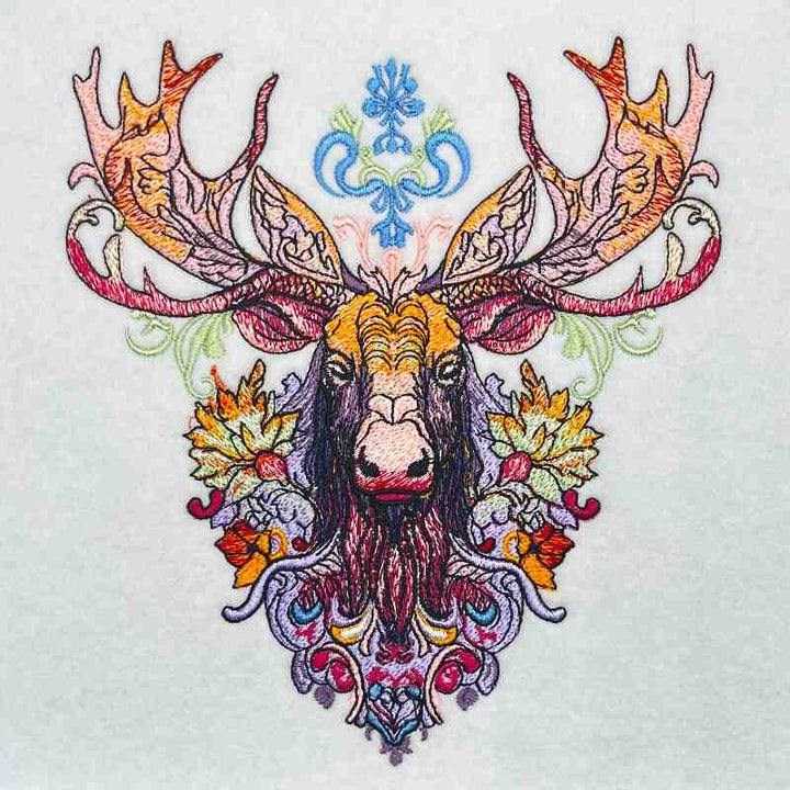 Radiant Tribal Moose Machine Embroidered Sweatshirt – Hand Finished in Dubai | EmbroMania