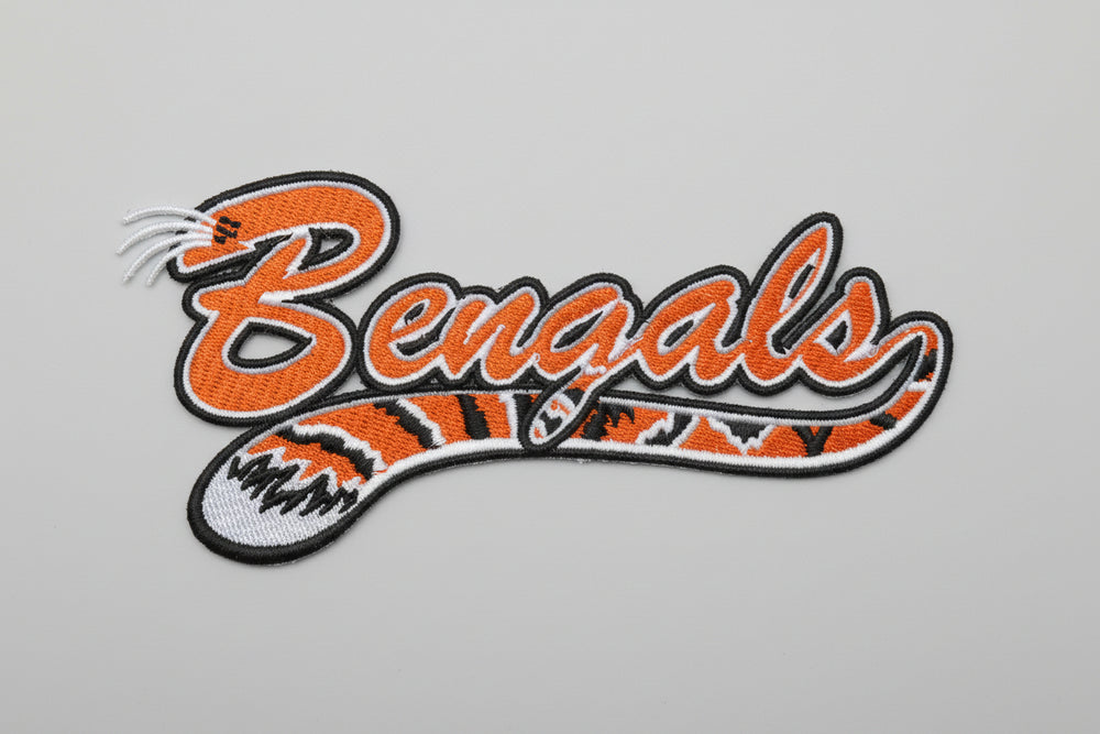 Embroidered patch with 'Bengals' text and panther logo on a grid background