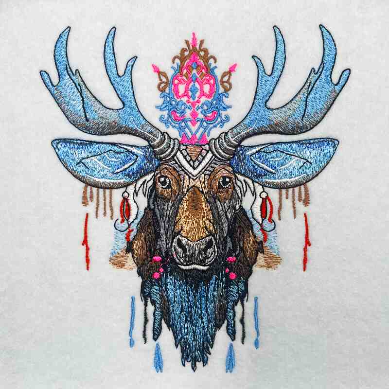 Mystic Moose Machine Embroidered Sweatshirt – Hand Finished in Dubai | EmbroMania