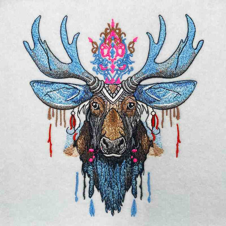 Mystic Moose Machine Embroidered Sweatshirt – Hand Finished in Dubai | EmbroMania