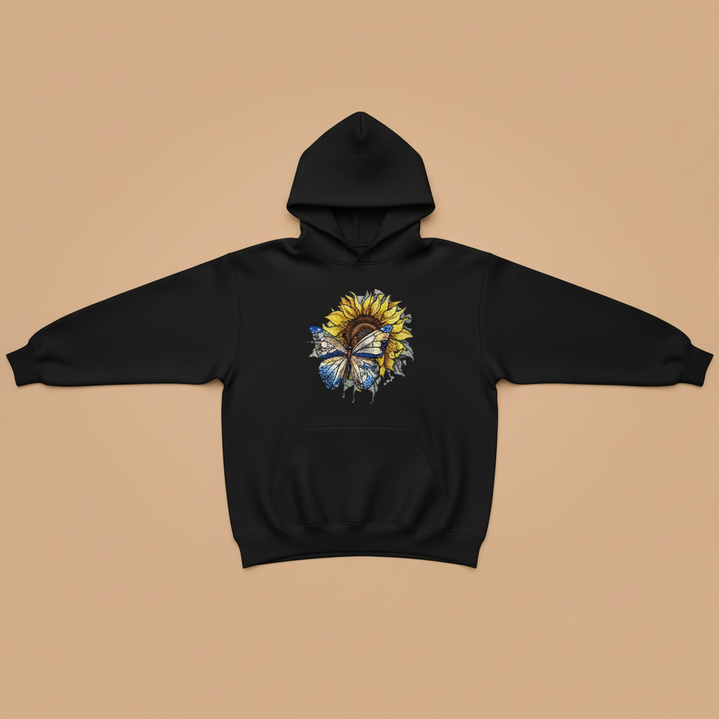 Azure Butterfly — Embroidered Hoodie