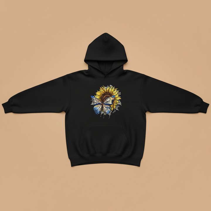 Azure Butterfly — Embroidered Hoodie