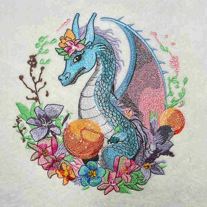 Midnight Garden Dragon – Machine Embroidered Denim Hoodie Jacket | Hand Finished in Dubai