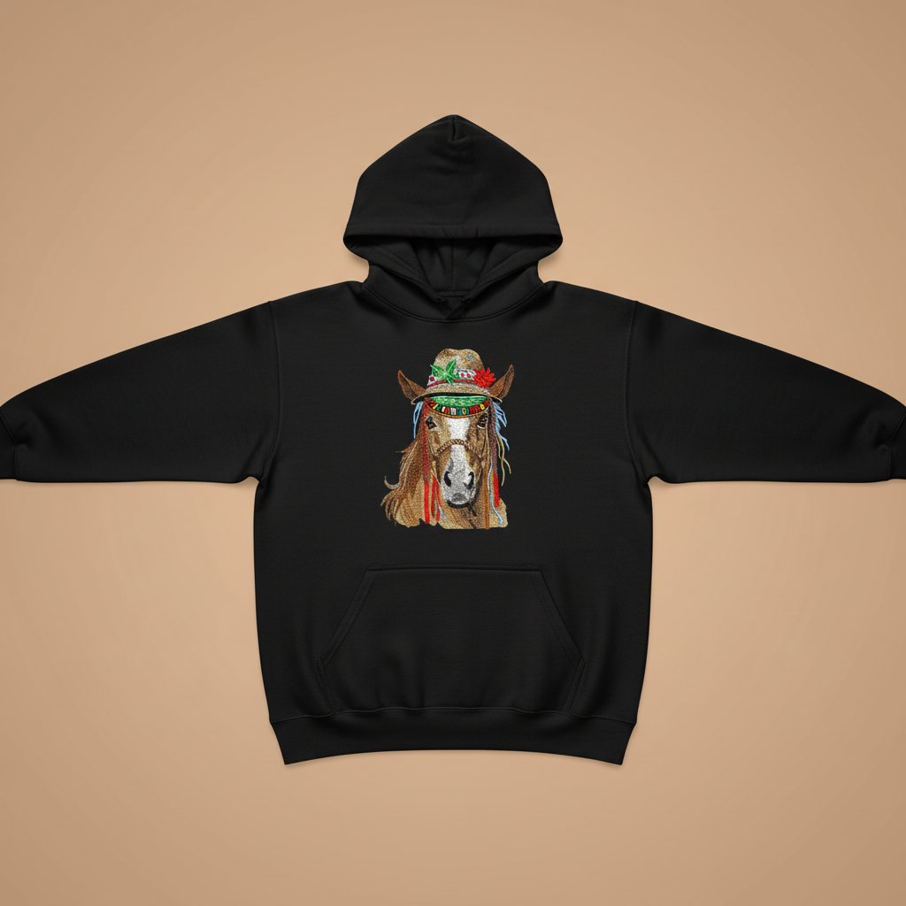 Boho Spirit Horse — Embroidered Hoodie