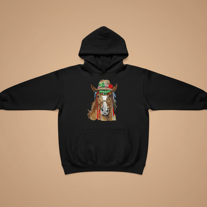 Boho Spirit Horse — Embroidered Hoodie