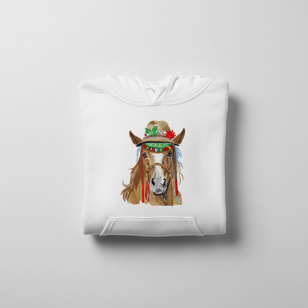Boho Spirit Horse — Embroidered Hoodie