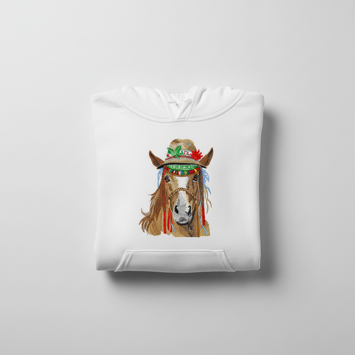 Boho Spirit Horse — Embroidered Hoodie
