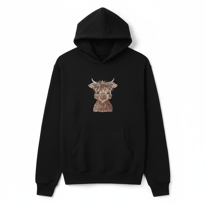Highland Bull Machine Embroidered Sweatshirt – Hand Finished in Dubai | EmbroMania