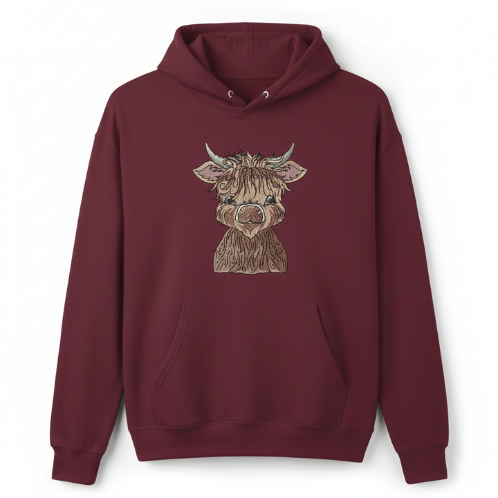 Highland Bull Machine Embroidered Sweatshirt – Hand Finished in Dubai | EmbroMania
