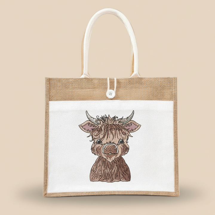 Highland Bull Machine Embroidered Sweatshirt – Hand Finished in Dubai | EmbroMania