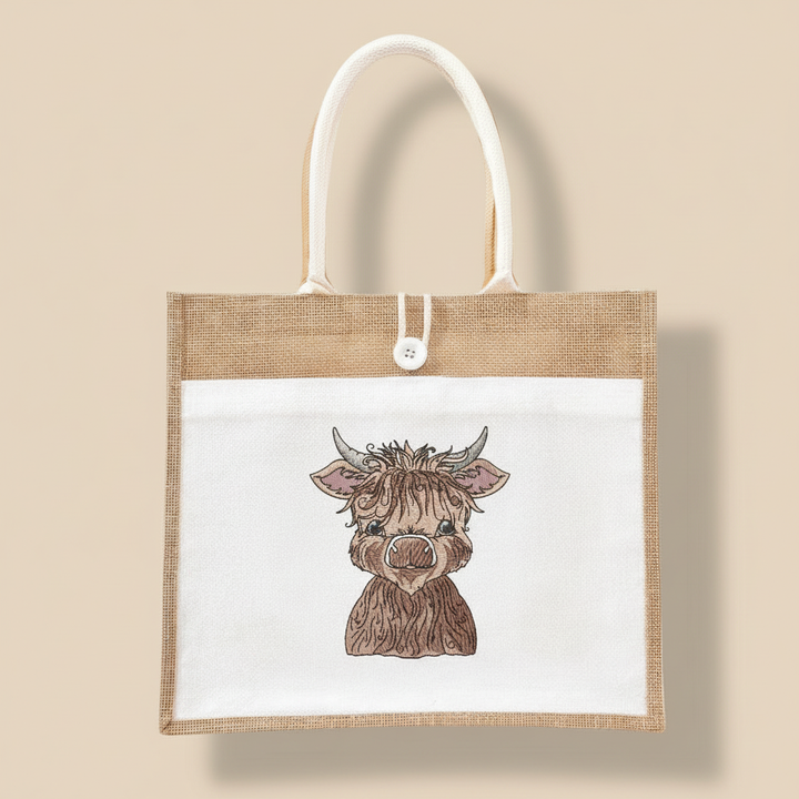 Highland Bull Machine Embroidered Sweatshirt – Hand Finished in Dubai | EmbroMania