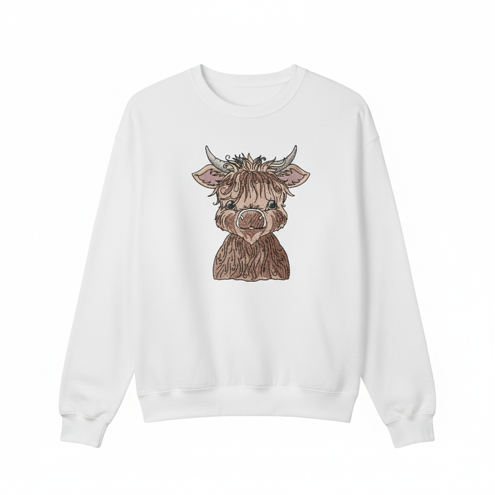 Highland Bull Machine Embroidered Sweatshirt – Hand Finished in Dubai | EmbroMania
