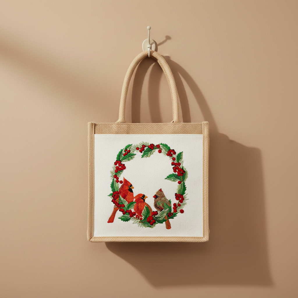 Cardinal Wreath Machine Embroidered Sweatshirt – Hand Finished in Dubai | EmbroMania