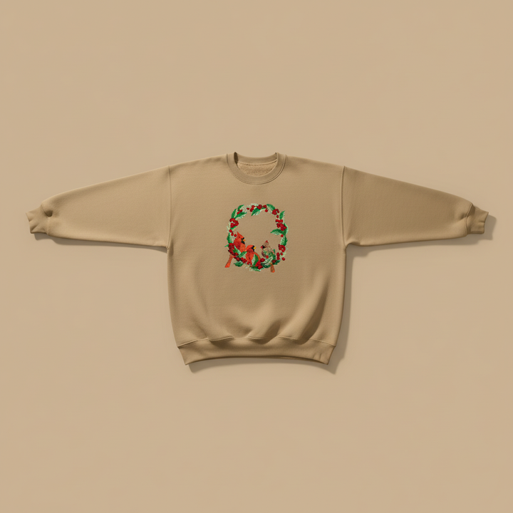 Cardinal Wreath Machine Embroidered Sweatshirt – Hand Finished in Dubai | EmbroMania