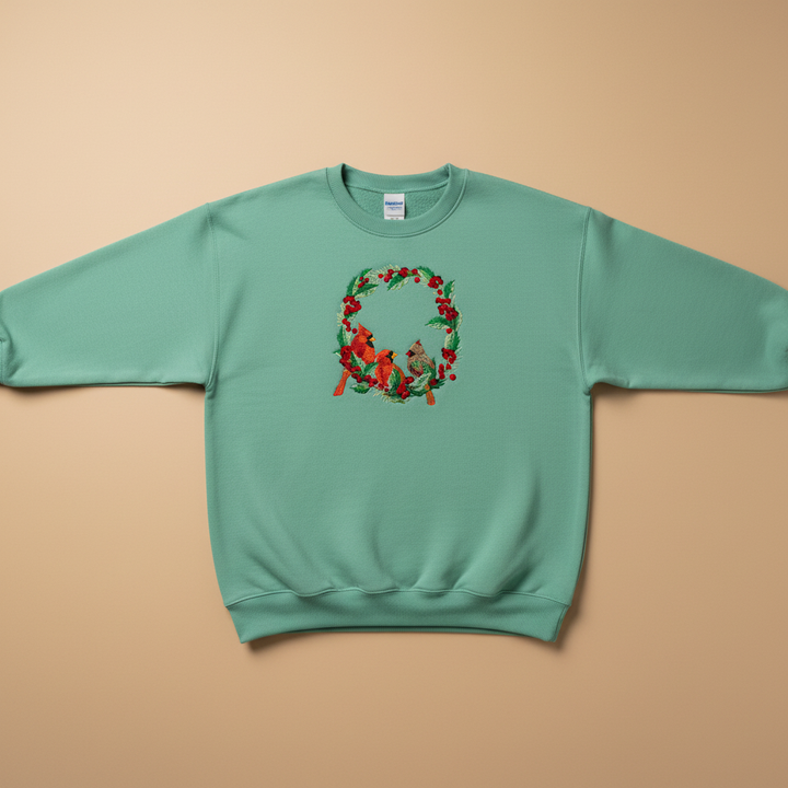 Cardinal Wreath Machine Embroidered Sweatshirt – Hand Finished in Dubai | EmbroMania