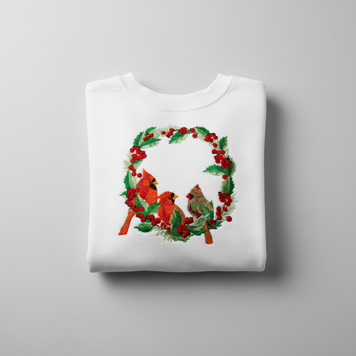 Cardinal Wreath Machine Embroidered Sweatshirt – Hand Finished in Dubai | EmbroMania