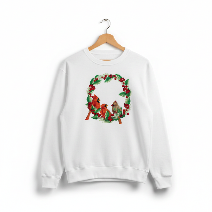 Cardinal Wreath Machine Embroidered Sweatshirt – Hand Finished in Dubai | EmbroMania