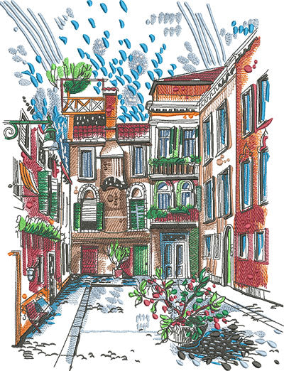 City Sketch Streetscape Machine Embroidered Jute Tote – Hand Finished in Dubai | EmbroMania
