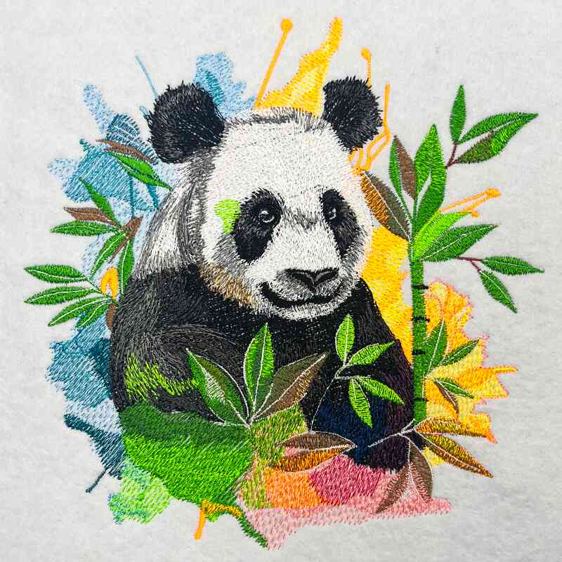 Colour Splash Panda Machine Embroidered Jute Tote – Hand Finished in Dubai | EmbroMania