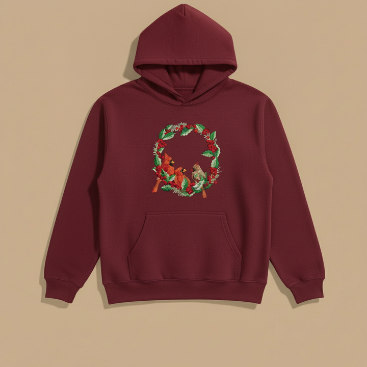 Cardinal Wreath Machine Embroidered Sweatshirt – Hand Finished in Dubai | EmbroMania
