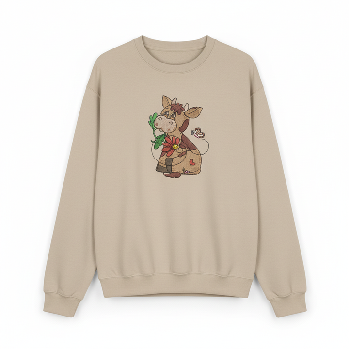Cow &amp; Butterfly Machine Embroidered Sweatshirt – Hand Finished in Dubai | EmbroMania