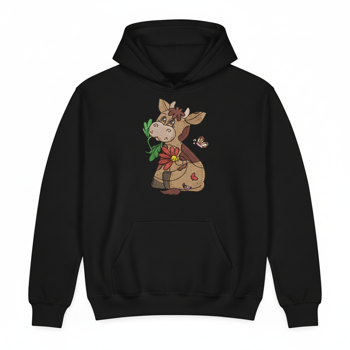 Cow &amp; Butterfly Machine Embroidered Sweatshirt – Hand Finished in Dubai | EmbroMania