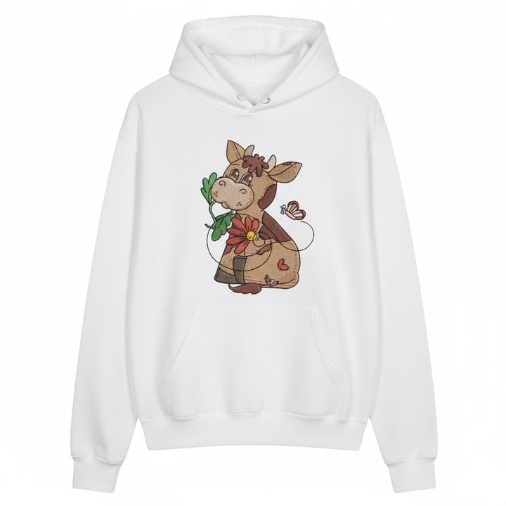 Cow &amp; Butterfly Machine Embroidered Sweatshirt – Hand Finished in Dubai | EmbroMania