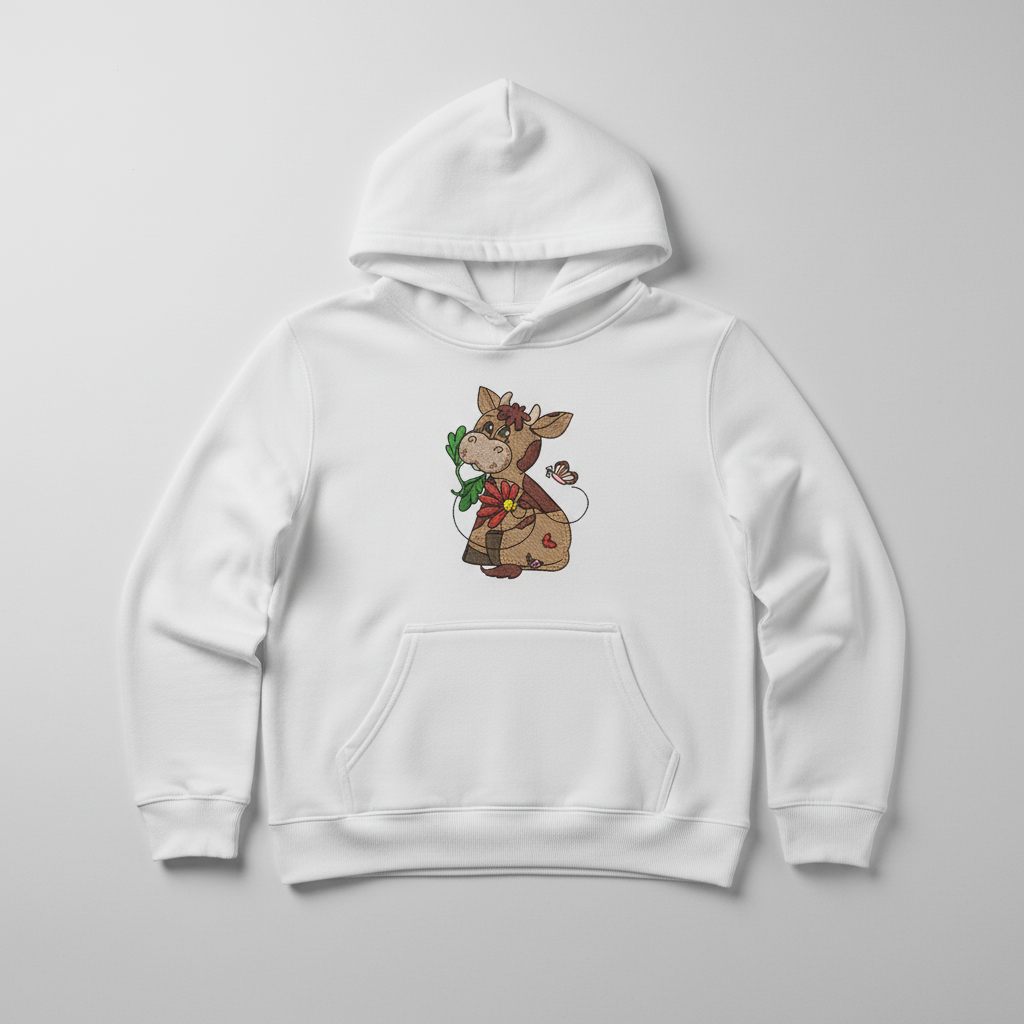 Cow &amp; Butterfly Machine Embroidered Sweatshirt – Hand Finished in Dubai | EmbroMania