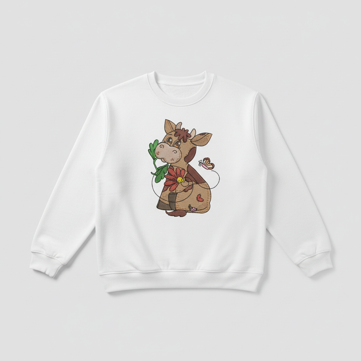 Cow &amp; Butterfly Machine Embroidered Sweatshirt – Hand Finished in Dubai | EmbroMania