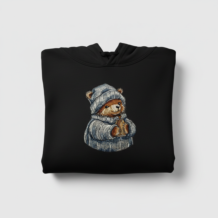 Cozy Winter Bear — Embroidered Hoodie