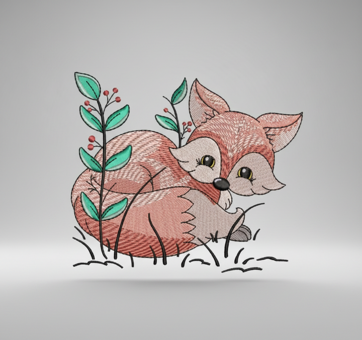 Fox &amp; Wildflowers Machine Embroidered Sweatshirt – Hand Finished in Dubai | EmbroMania