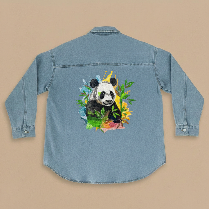 Denim Canvas Machine Embroidered Denim Shirt – Hand Finished in Dubai | EmbroMania