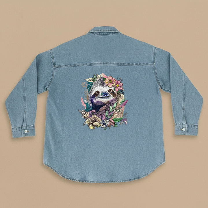 Denim Canvas Machine Embroidered Denim Shirt – Hand Finished in Dubai | EmbroMania