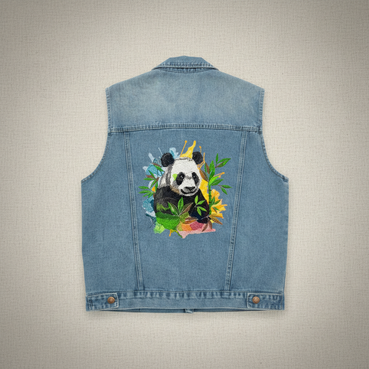 Denim Rebel Machine Embroidered Denim Vest – Hand Finished in Dubai | EmbroMania