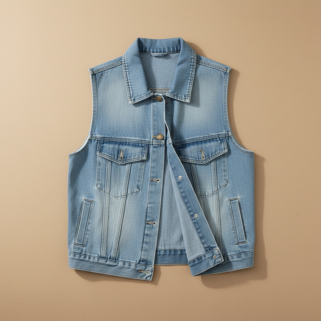 Denim Rebel Machine Embroidered Denim Vest – Hand Finished in Dubai | EmbroMania