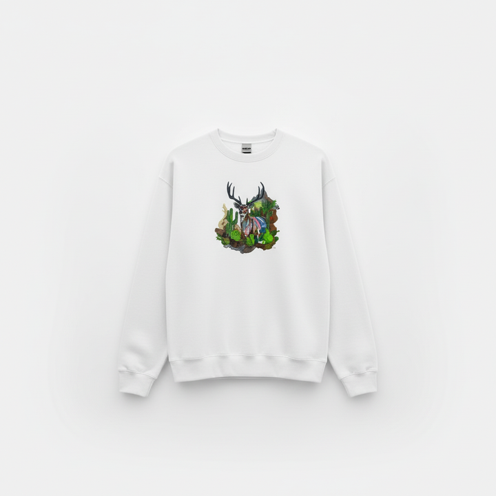 Desert Majesty Deer Machine Embroidered Sweatshirt – Hand Finished in Dubai | EmbroMania