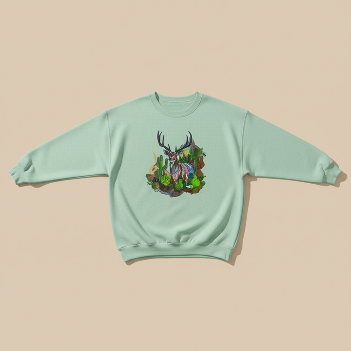 Desert Majesty Deer Machine Embroidered Sweatshirt – Hand Finished in Dubai | EmbroMania