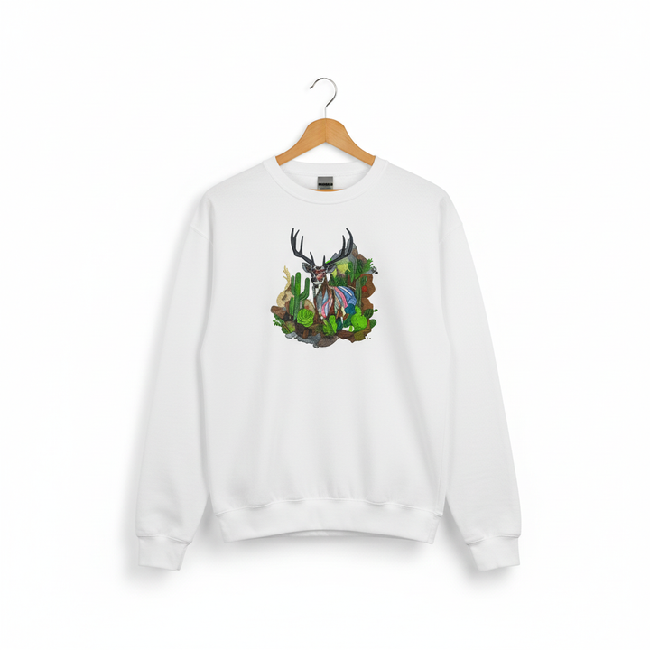 Desert Majesty Deer Machine Embroidered Sweatshirt – Hand Finished in Dubai | EmbroMania