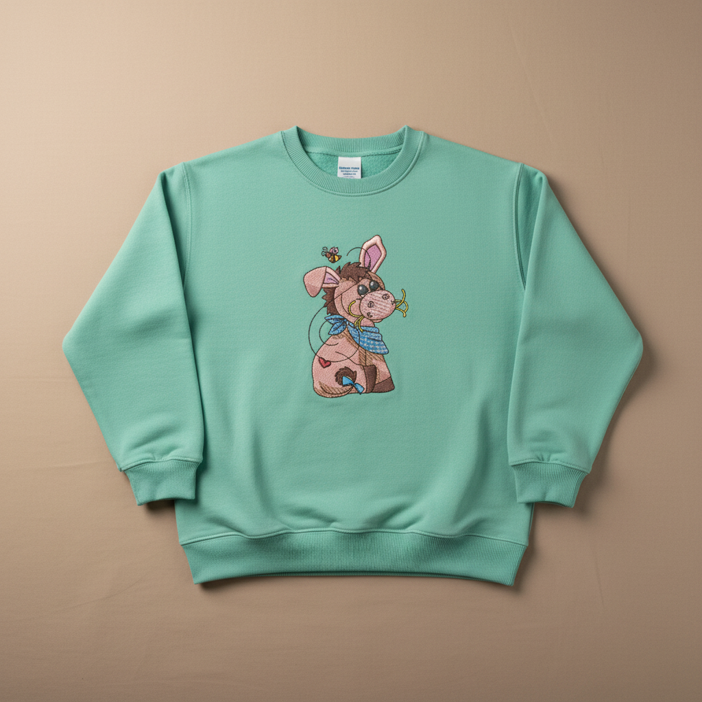 Donkey &amp; Bee Machine Embroidered Sweatshirt – Hand Finished in Dubai | EmbroMania
