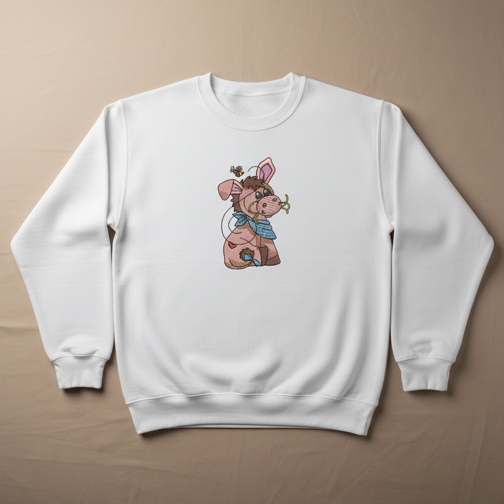 Donkey &amp; Bee Machine Embroidered Sweatshirt – Hand Finished in Dubai | EmbroMania