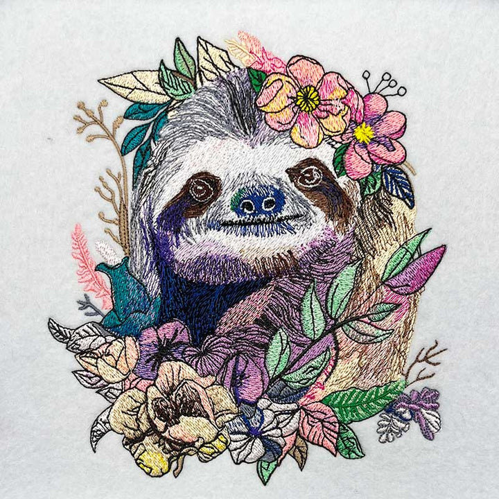 Woodland Sloth Machine Embroidered Sweatshirt – Hand Finished in Dubai | EmbroMania