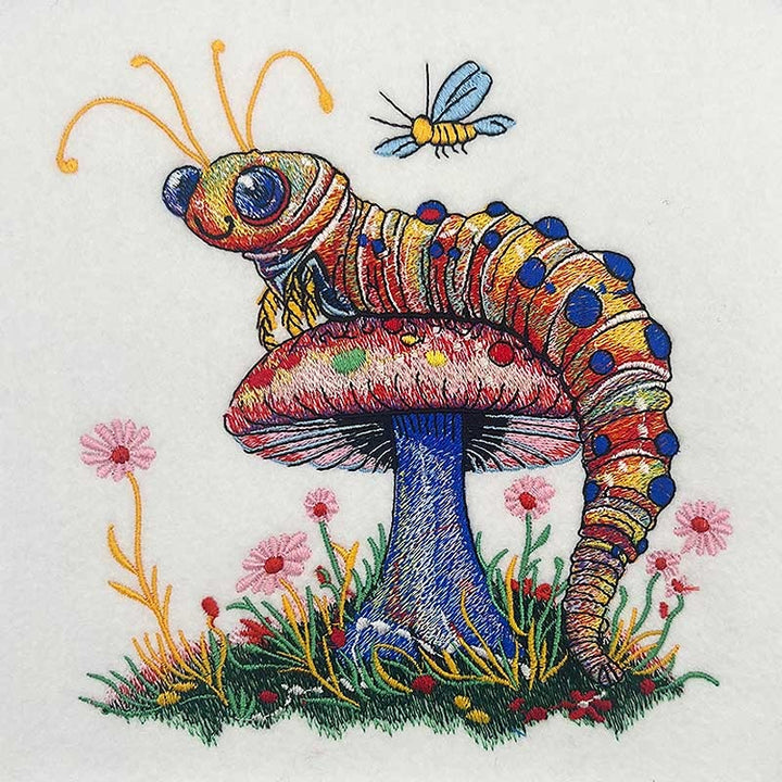 Floral Caterpillar Machine Embroidered Sweatshirt – Hand Finished in Dubai | EmbroMania