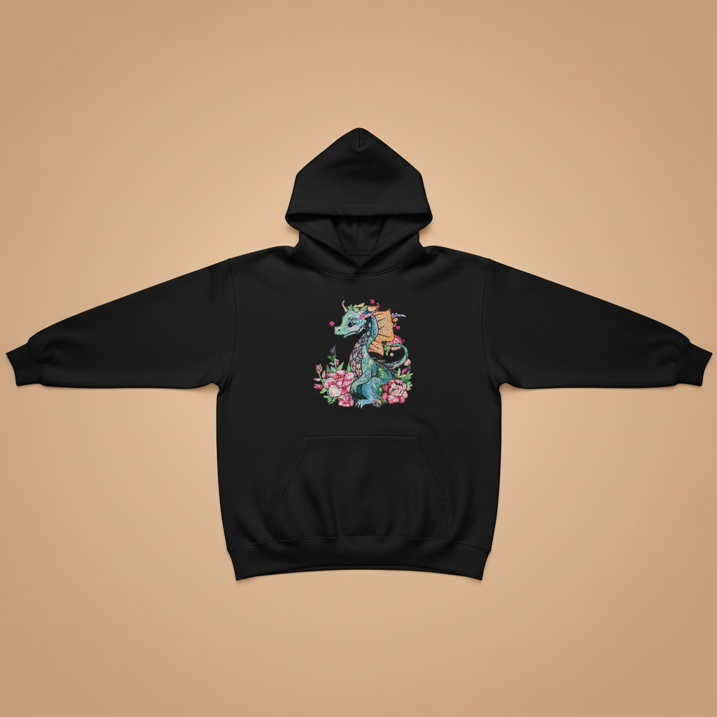 Floral Dragon — Embroidered Hoodie