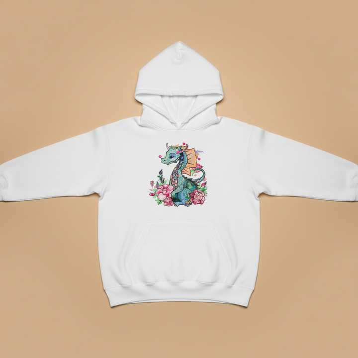 Floral Dragon Machine Embroidered Hoodie – Hand Finished in Dubai | EmbroMania
